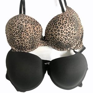 Kathy Ireland Intimates Bra 36D Black And Leopard